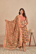 Women’s Anarkali Printed Kurta Set with Embroidered Yoke & Dupatta