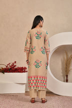 Women’s Panel Printed Kurta Set with Pin Tucks, Handwork & Tassels