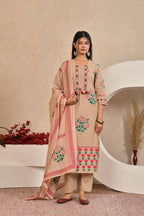 Women’s Panel Printed Kurta Set with Pin Tucks, Handwork & Tassels