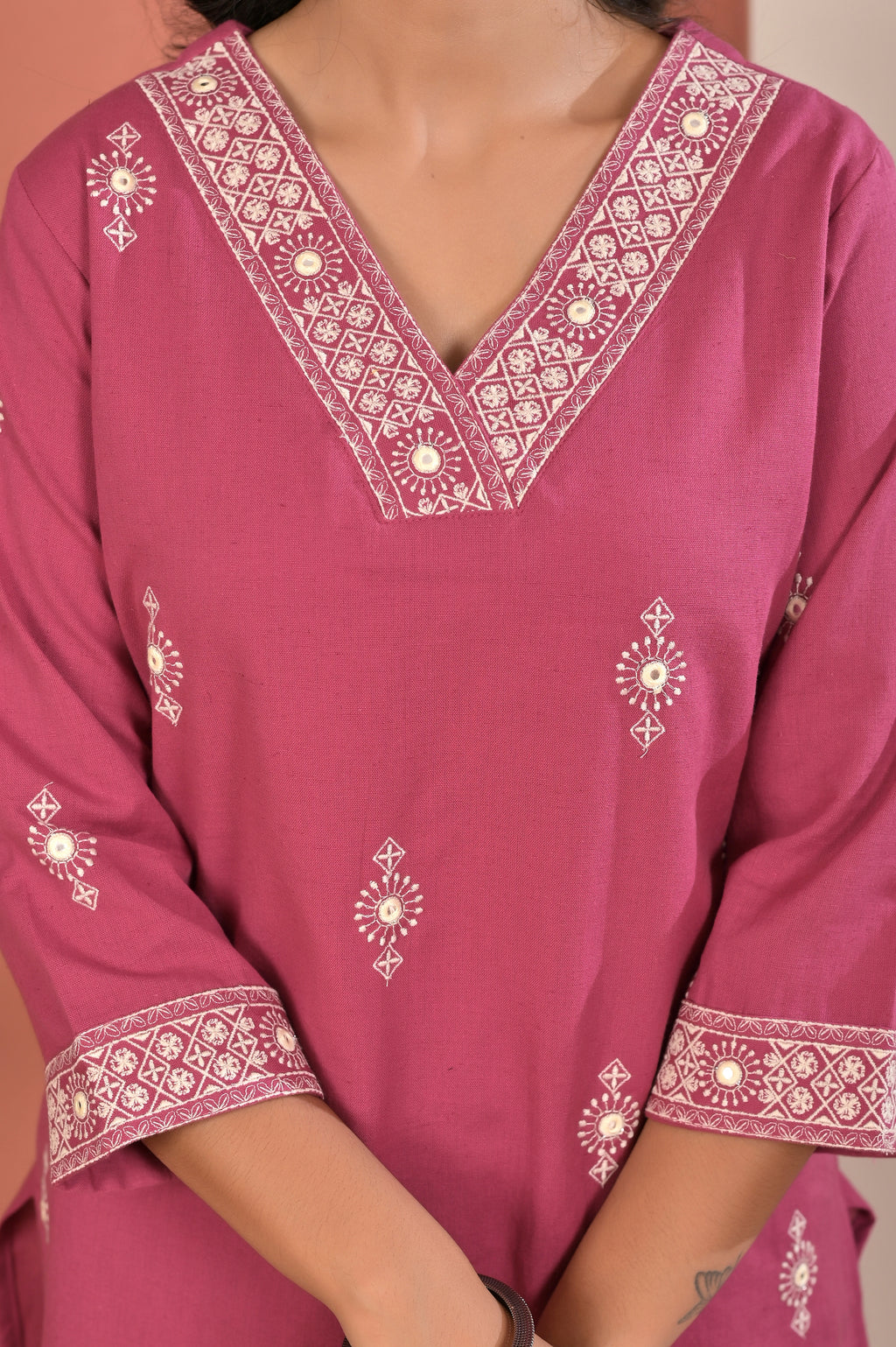 Women’s Cotton Flex Embroidered Kurta Pant Co-ord Set