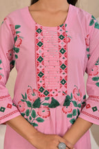 Women’s Panel Printed Kurta Set with Pin Tucks, Handwork & Tassels
