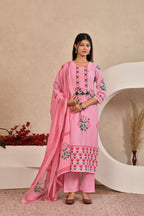 Women’s Panel Printed Kurta Set with Pin Tucks, Handwork & Tassels
