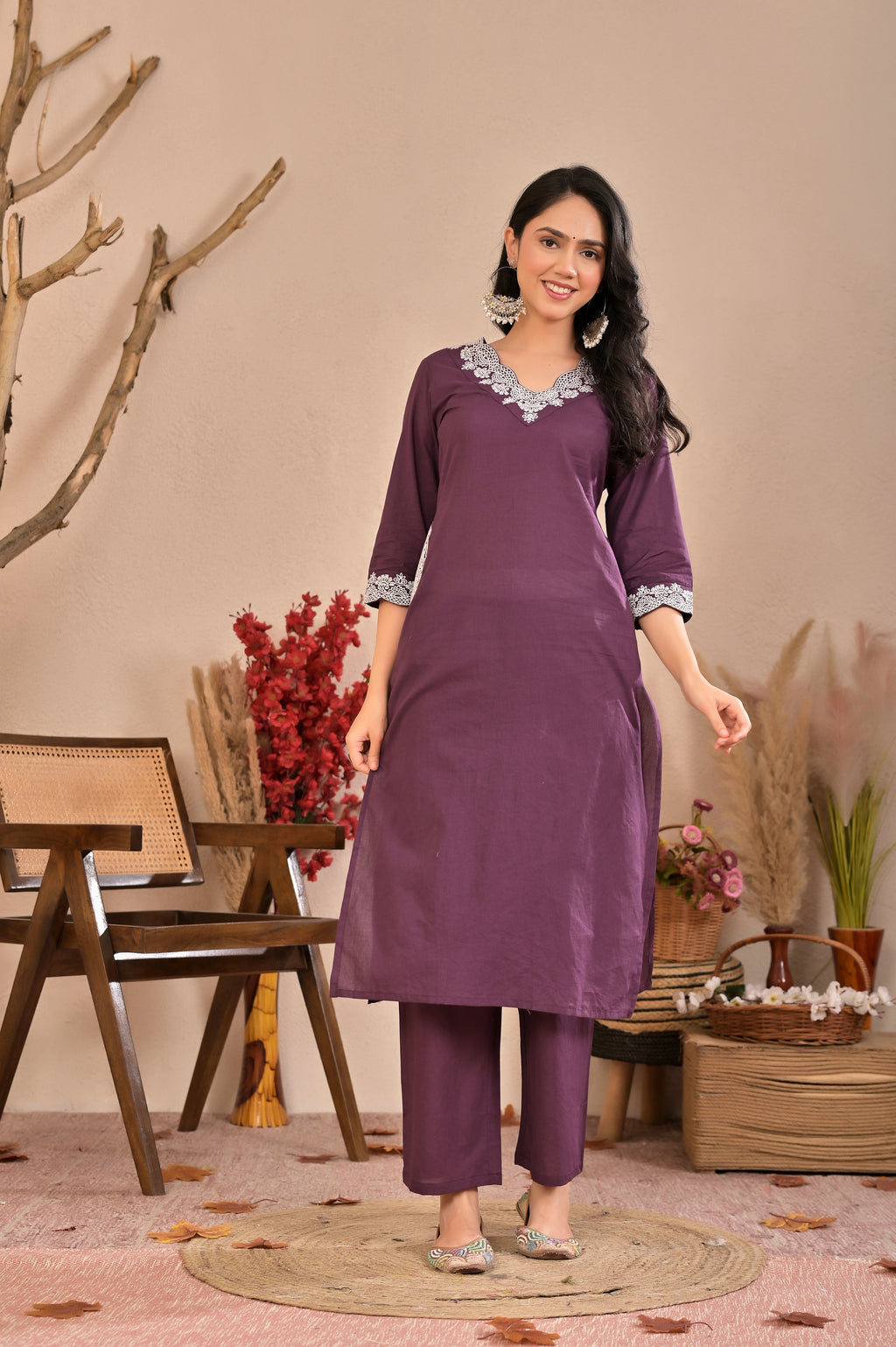 Women’s Straight Embroidered Kurta Pant Dupatta Set