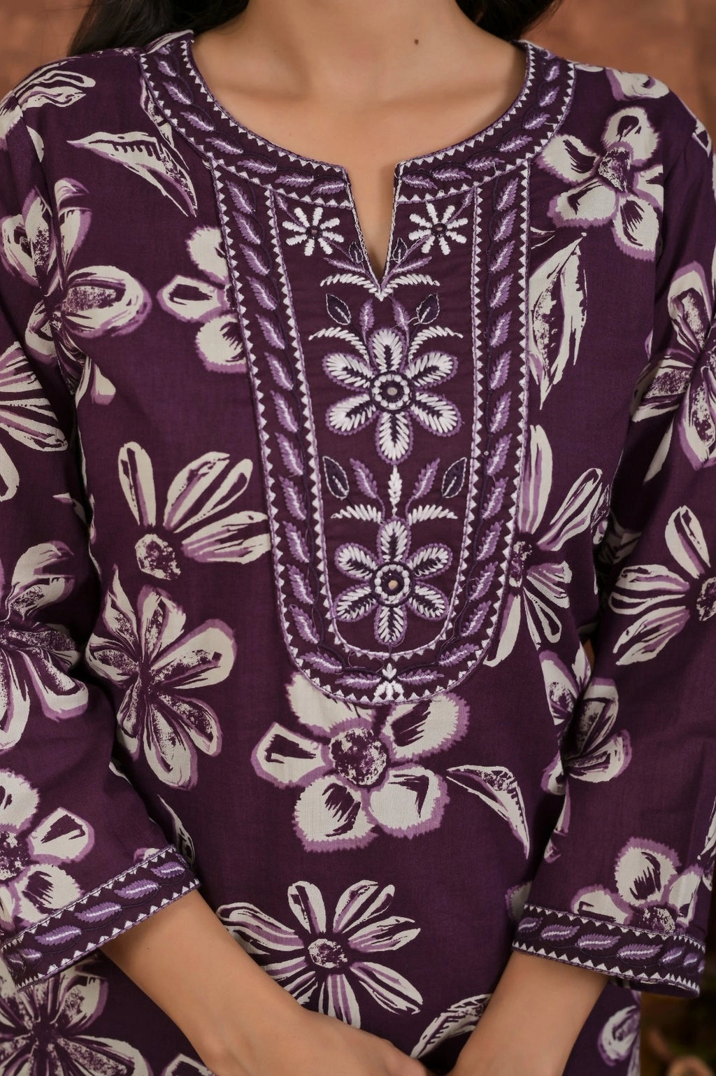 Women’s Printed Straight Kurta Set with Embroidered Yoke