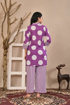 Women’s Geometric Printed Co-ord Set with Neckline Handwork