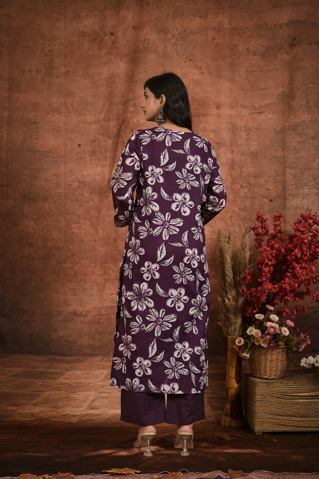 Women’s Printed Straight Kurta Set with Embroidered Yoke