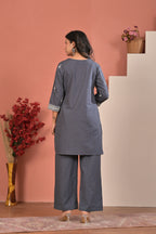 Women’s Cotton Flex Embroidered Kurta Pant Co-ord Set