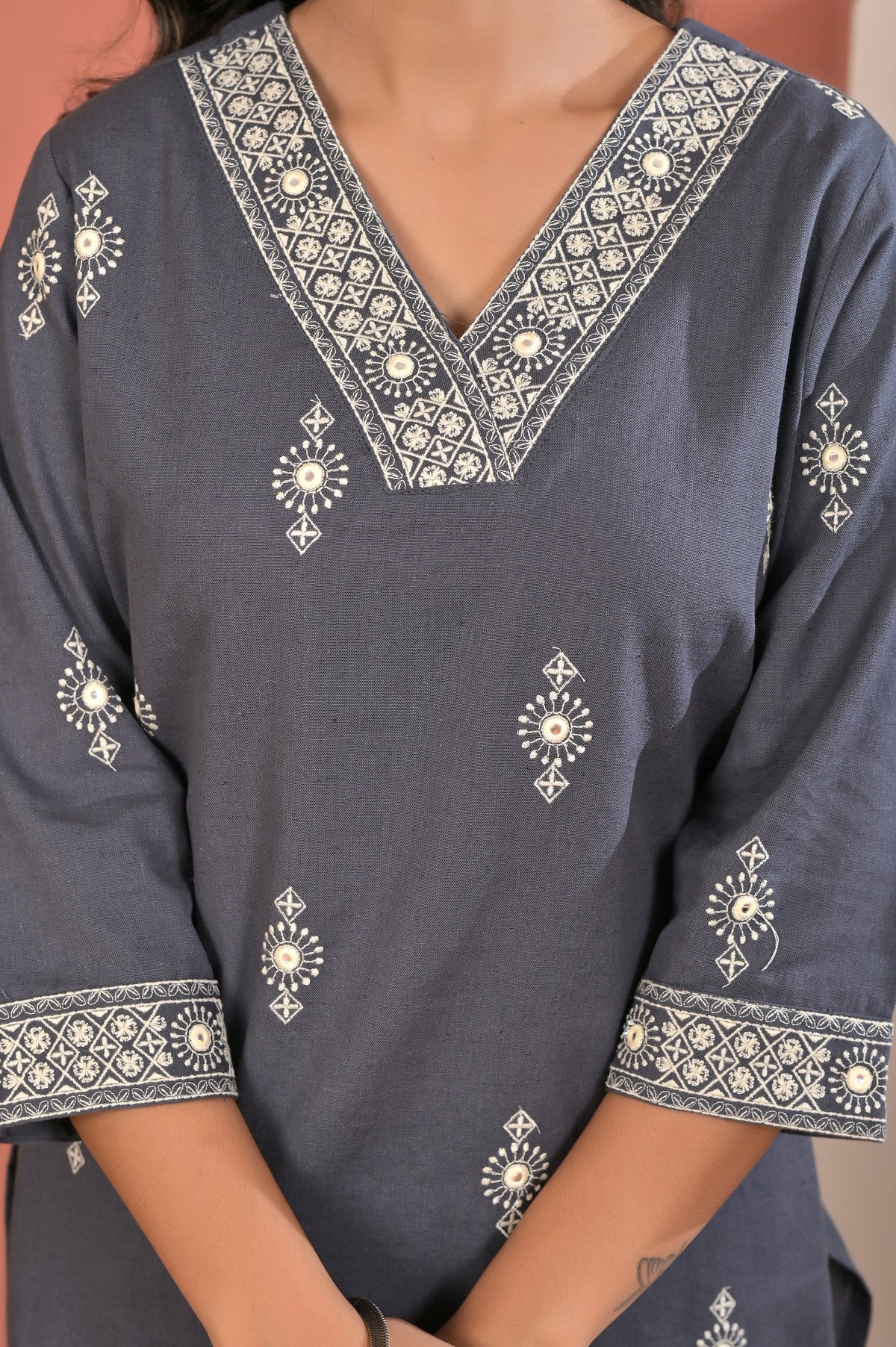 Women’s Cotton Flex Embroidered Kurta Pant Co-ord Set