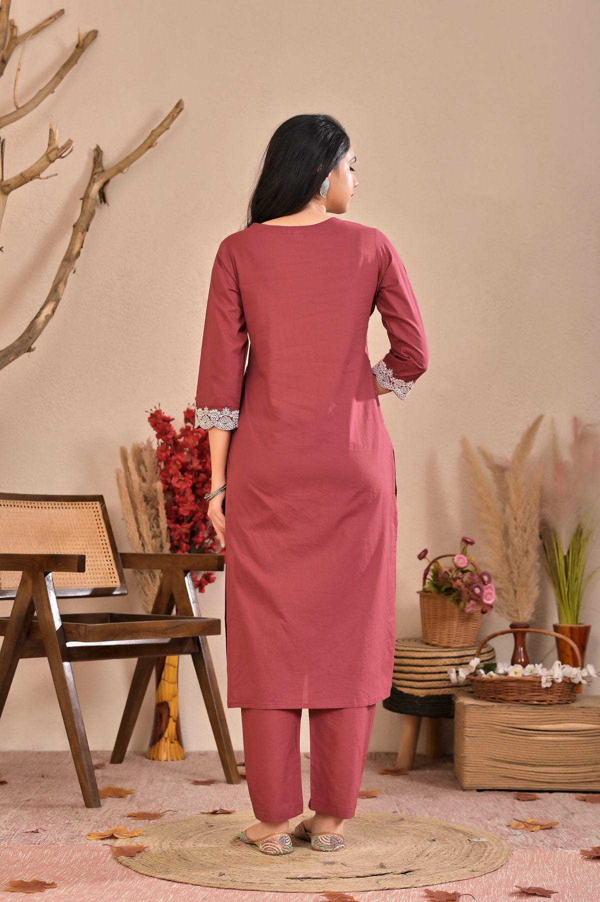 Women’s Straight Embroidered Kurta Pant Dupatta Set