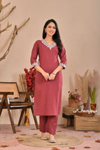Women’s Straight Embroidered Kurta Pant Dupatta Set