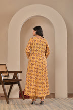 Women’s Printed Anarkali Kurta Pant Dupatta Set with Embroidered Yoke